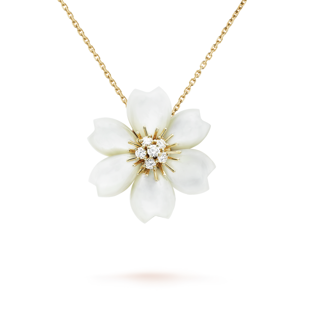 18K Rose De Noel Clip Pendant Necklace