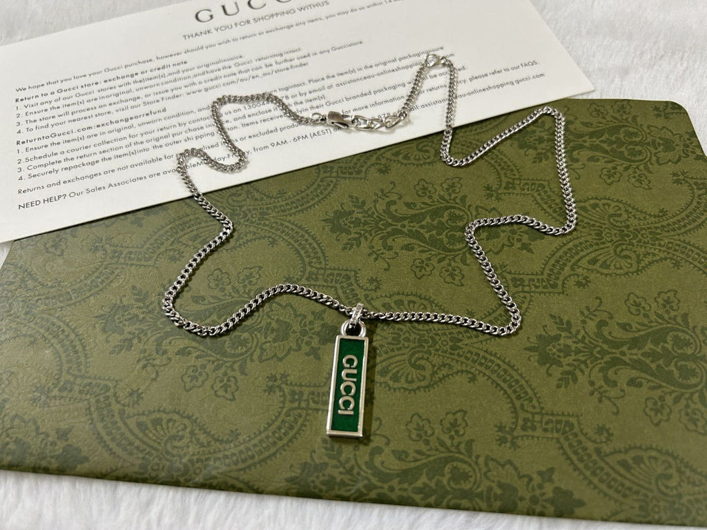 Double Gucci Enamel Pendant Necklace