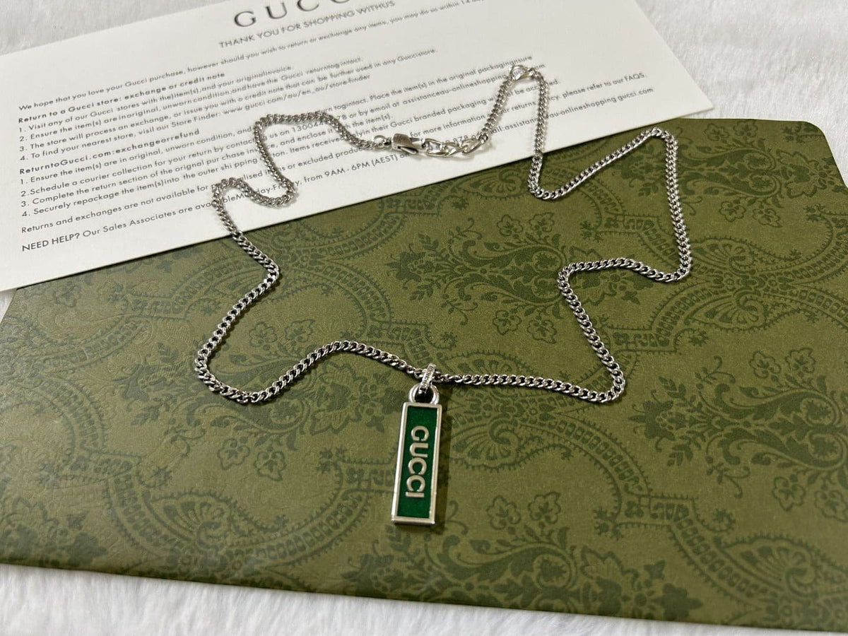 Double Gucci Enamel Pendant Necklace