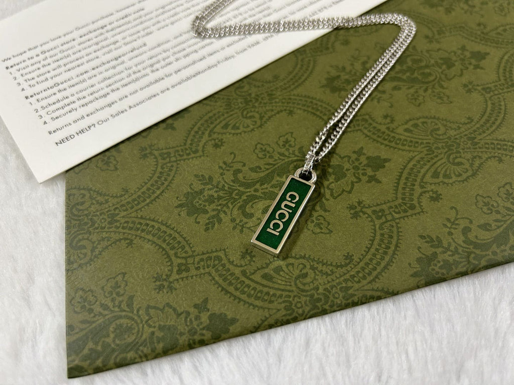 Double Gucci Enamel Pendant Necklace