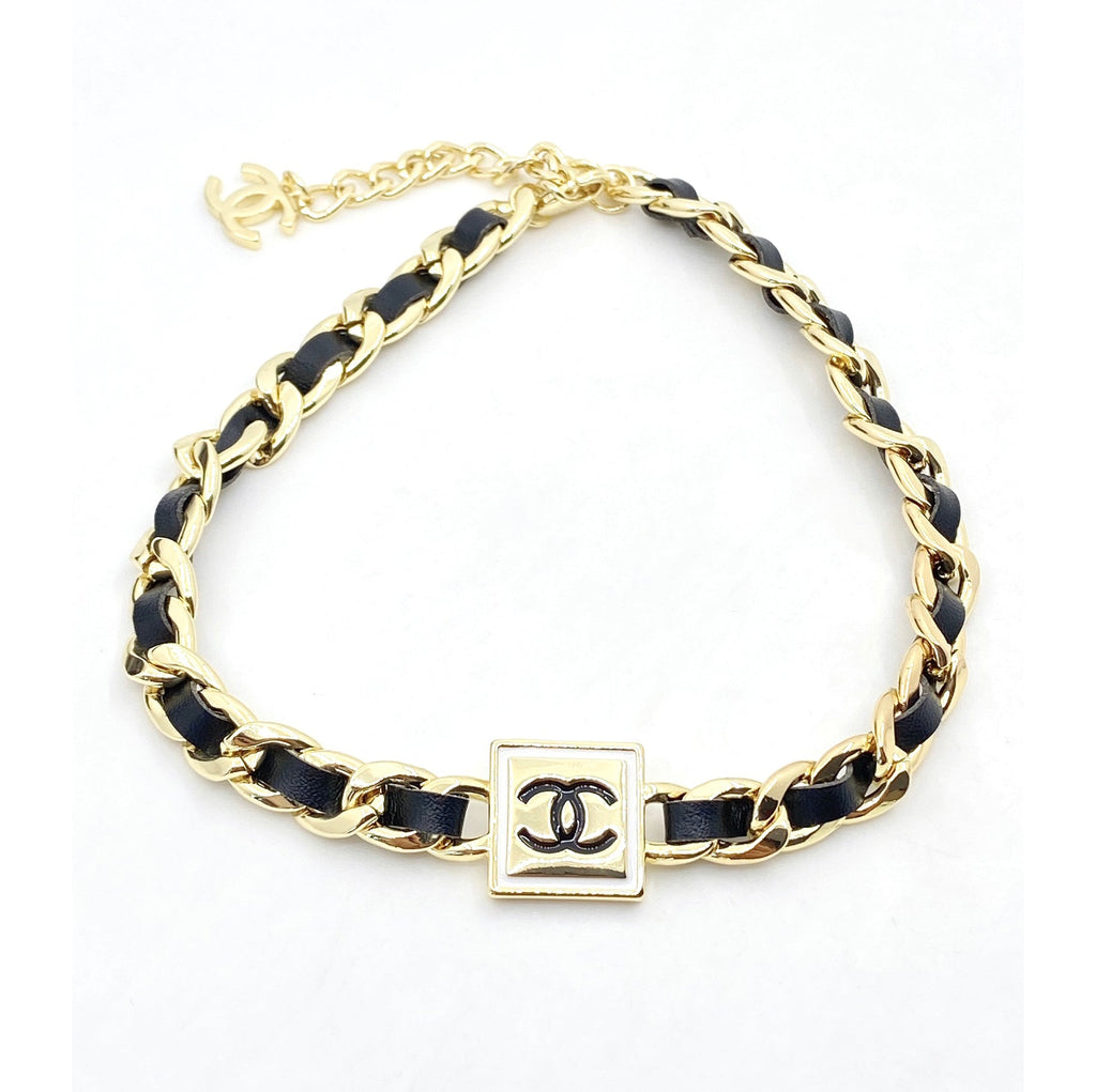 18K  Chanel Leather Necklace
