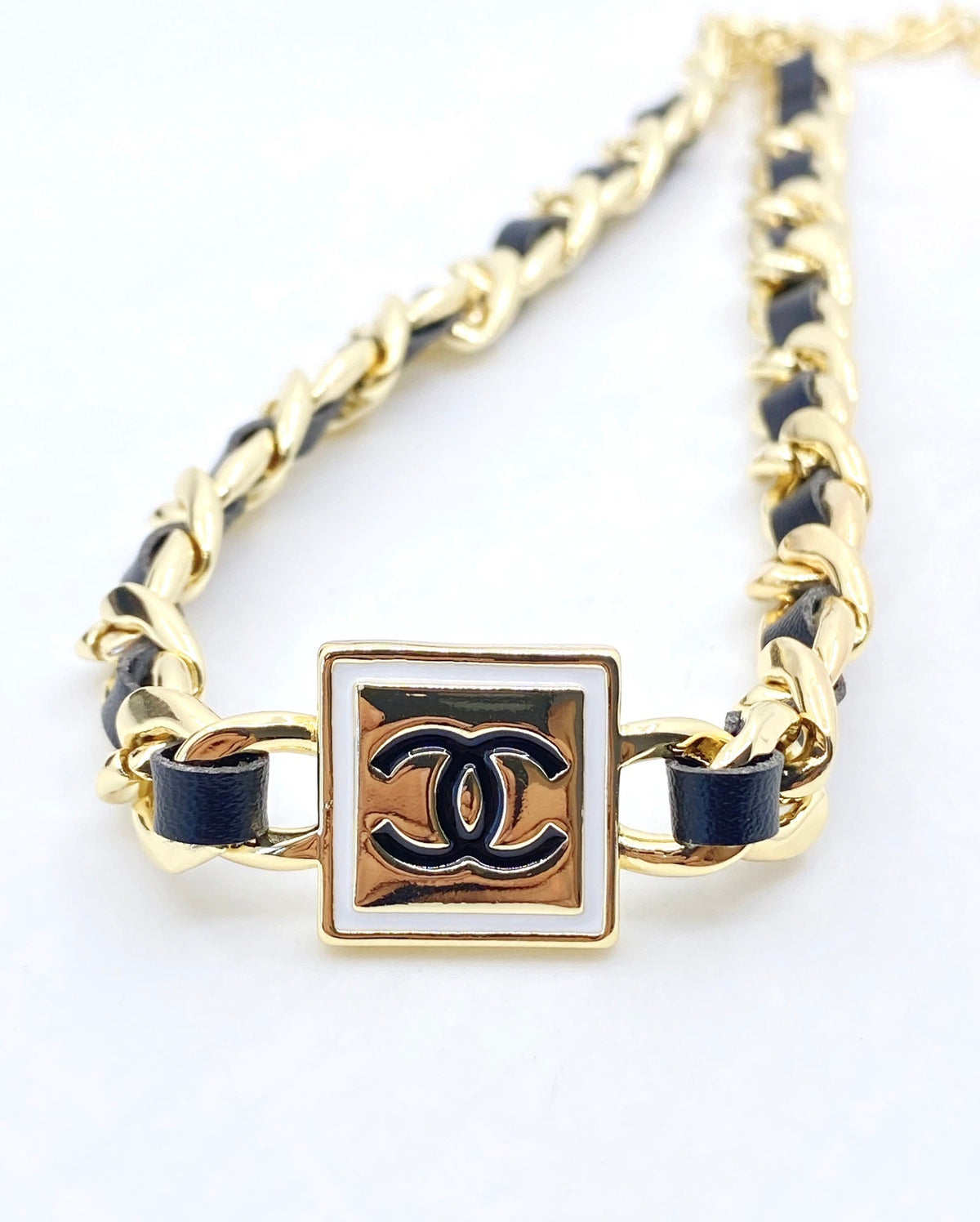 18K  Chanel Leather Necklace
