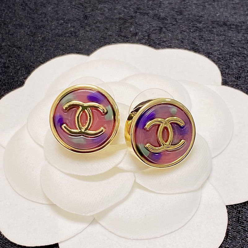 18K  Chanel Colorful Round Earrings