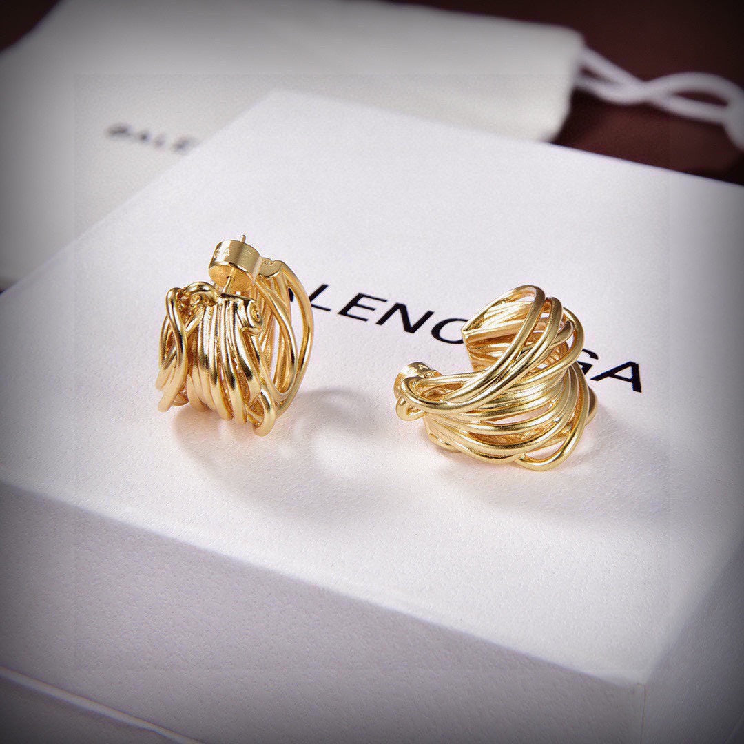18K Balenciaga Gold Earrings