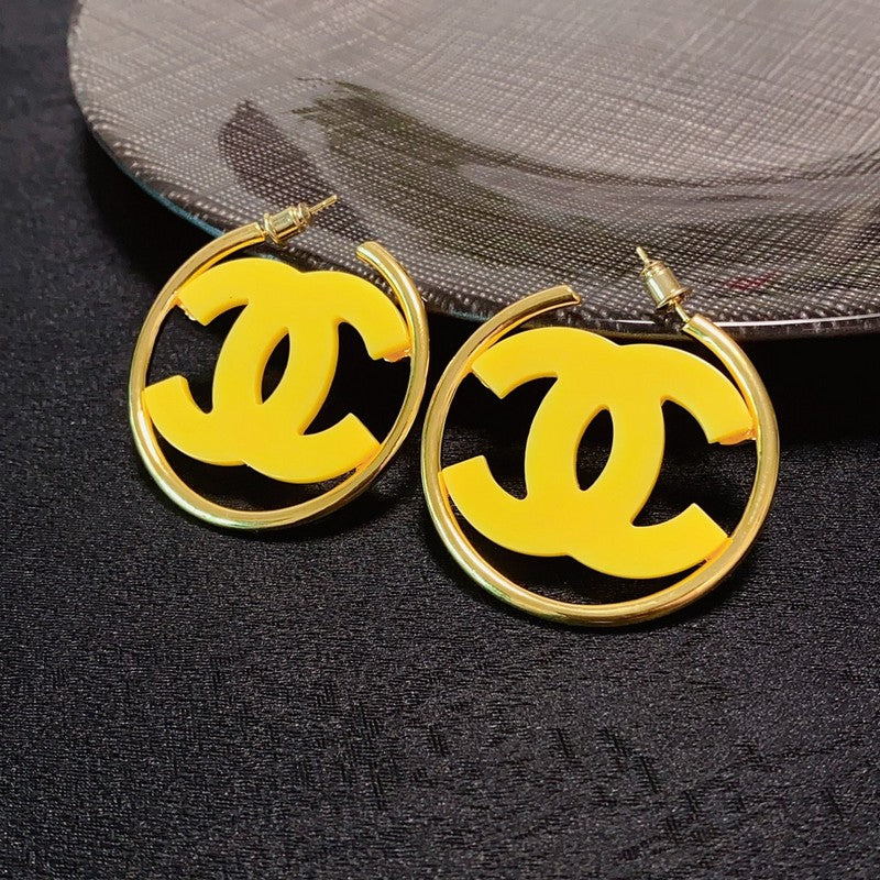 18K  Chanel Color Logo Earrings