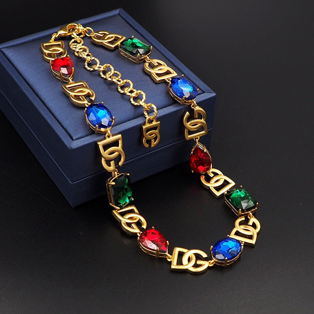 18K DG Crystals Choker Necklace