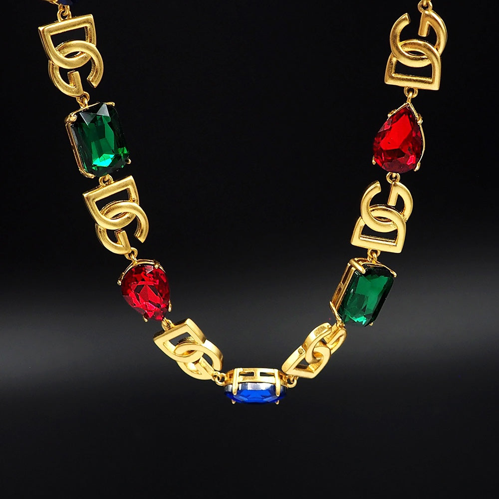 18K DG Crystals Choker Necklace