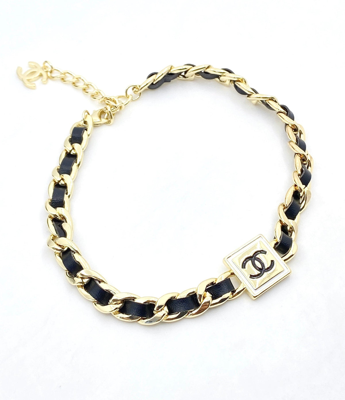 18K  Chanel Leather Necklace