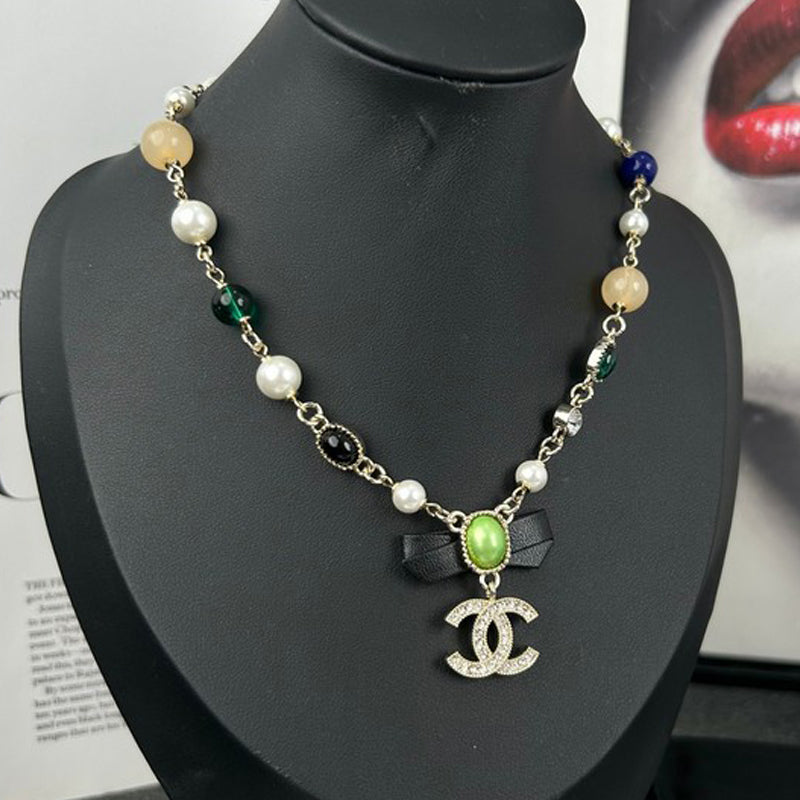 18K  Chanel Crystal Bow Necklace