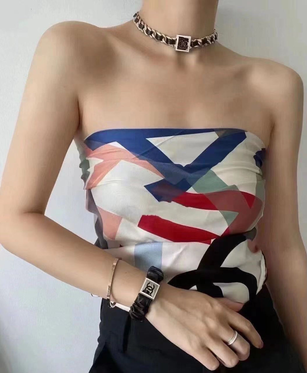 18K  Chanel Leather Necklace