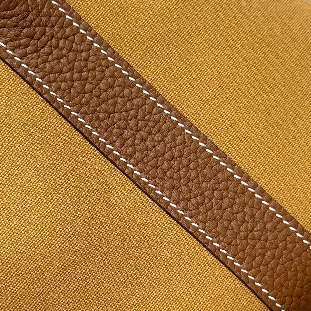 HERMES GARDEN PARTY 30CM IN DUNE MAGNOLIA TOILETS COTTON CANVAS AND BROWN CALFSKIN