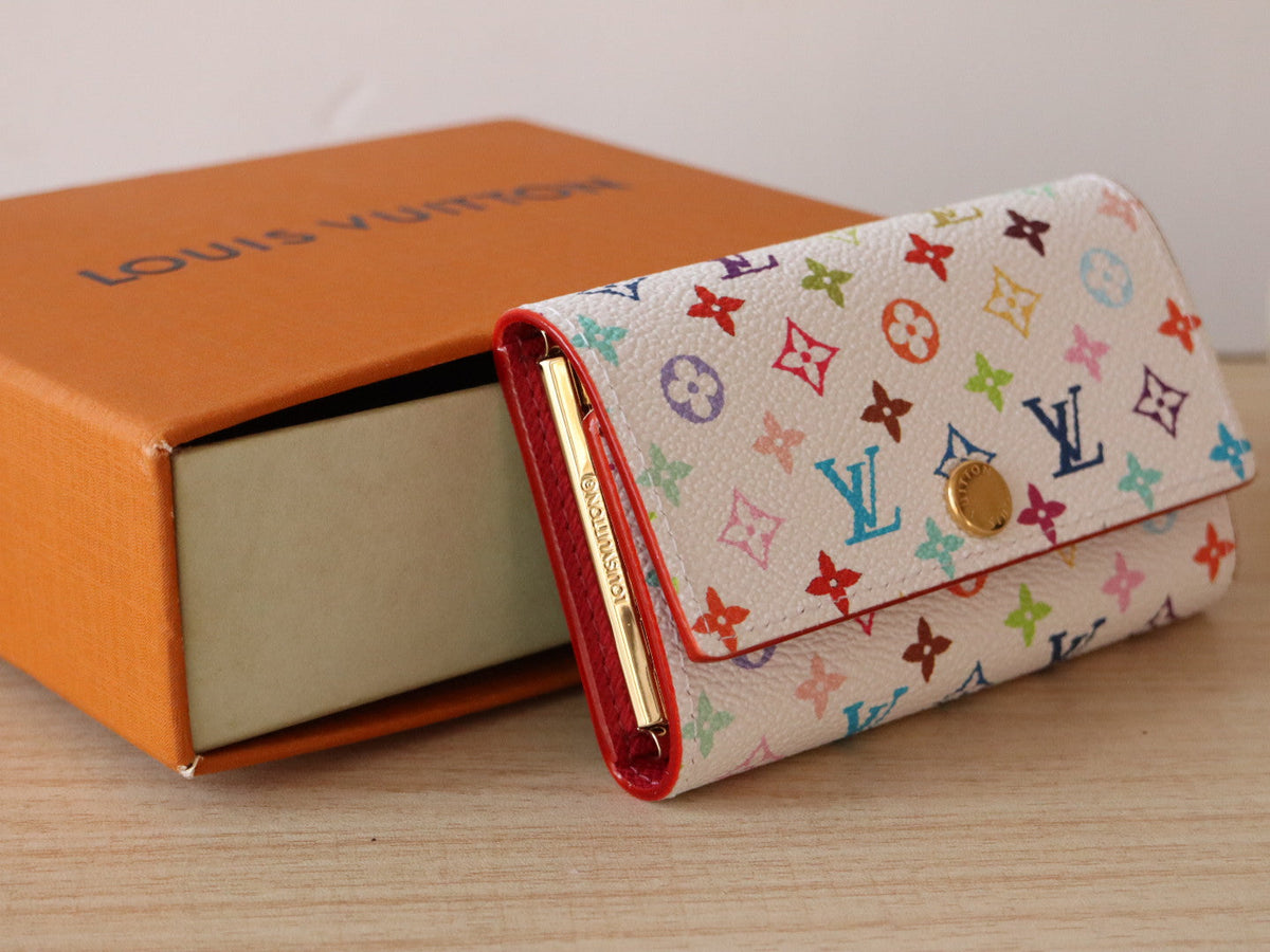 LOUIS VUITTON ROSALIE WALLET 12 IN WHITE MIX COLORFUL CALFSKIN